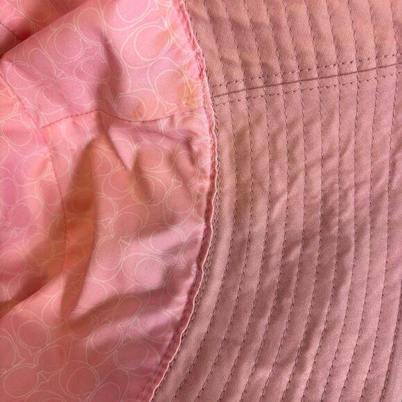 Coach Cream with Pink Leather Buckle Bucket Hat Size Small - Picture 8 of 8